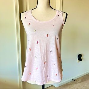A NEW DAY Peach/Pink Cocktail Print Cotton Tank Top—SZ. Small